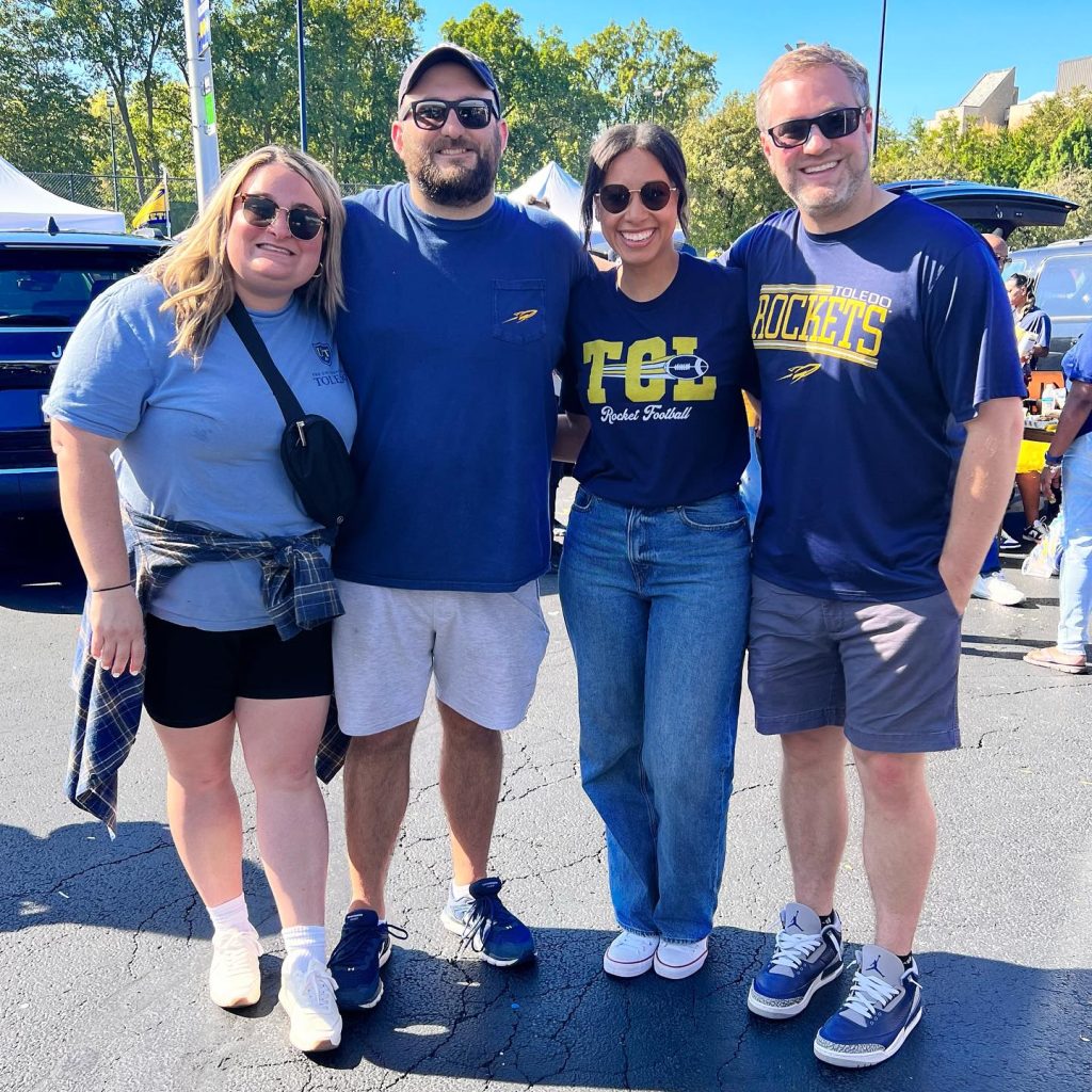 Attending-a-Rockets-Football-game-with-my-wife-Ali-and-Ryan-and-Tori-Joyce | UToledo Alumni eMagazine